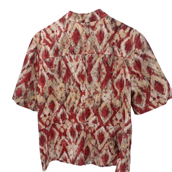 Chico's Jacket Womens XL Linen Blend Short Sleeve Button Up + Pockets Coastal - Picture 4 of 7